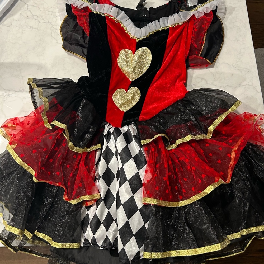 Kids Queen of Hearts Costume - Red, Black, Gold